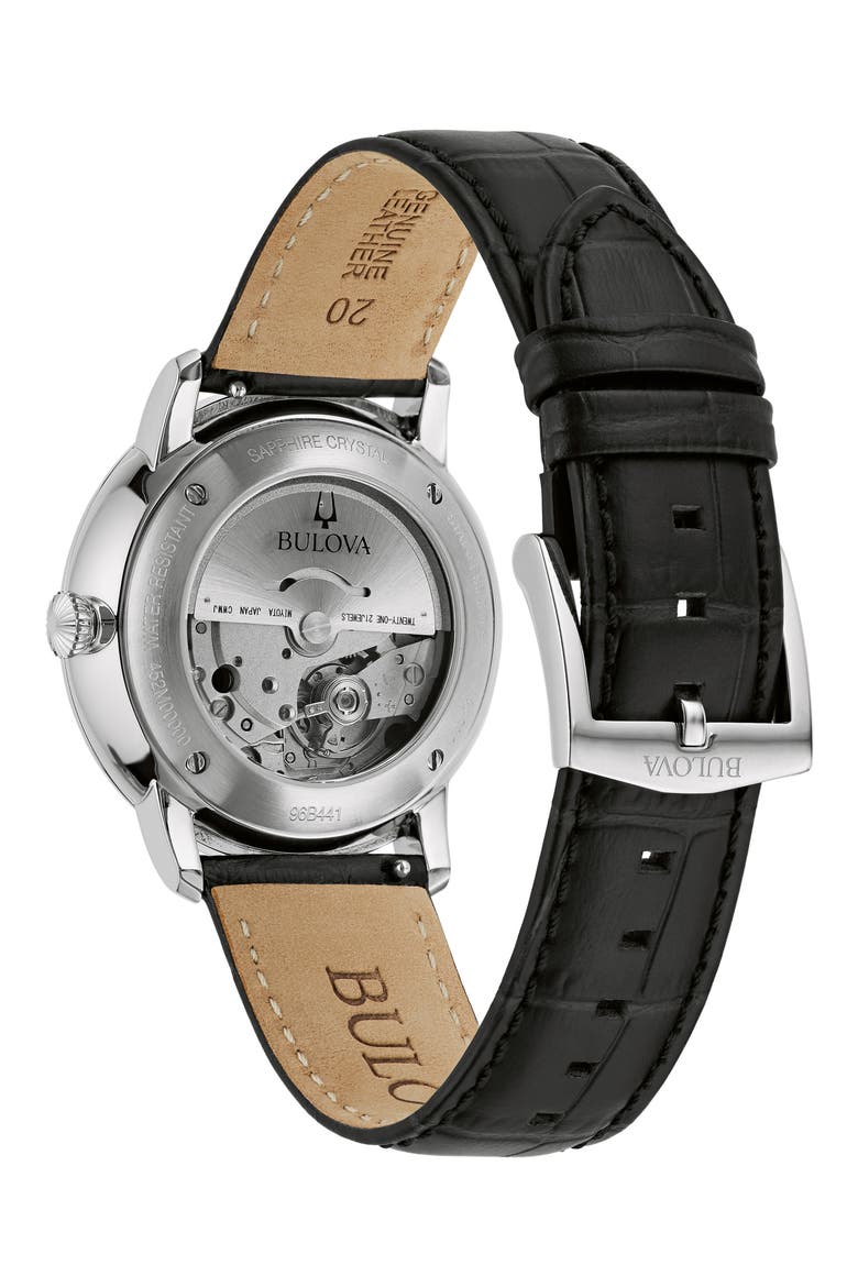 Hudson Leather Strap Watch, 39mm, Alternate, color, BLACK