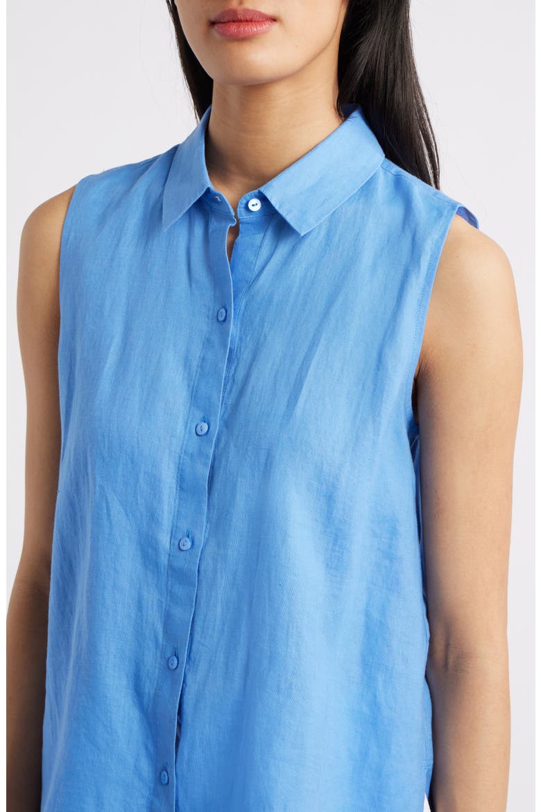 Classic Sleeveless Organic Linen Button-Up Shirt, Alternate, color, ULTMA