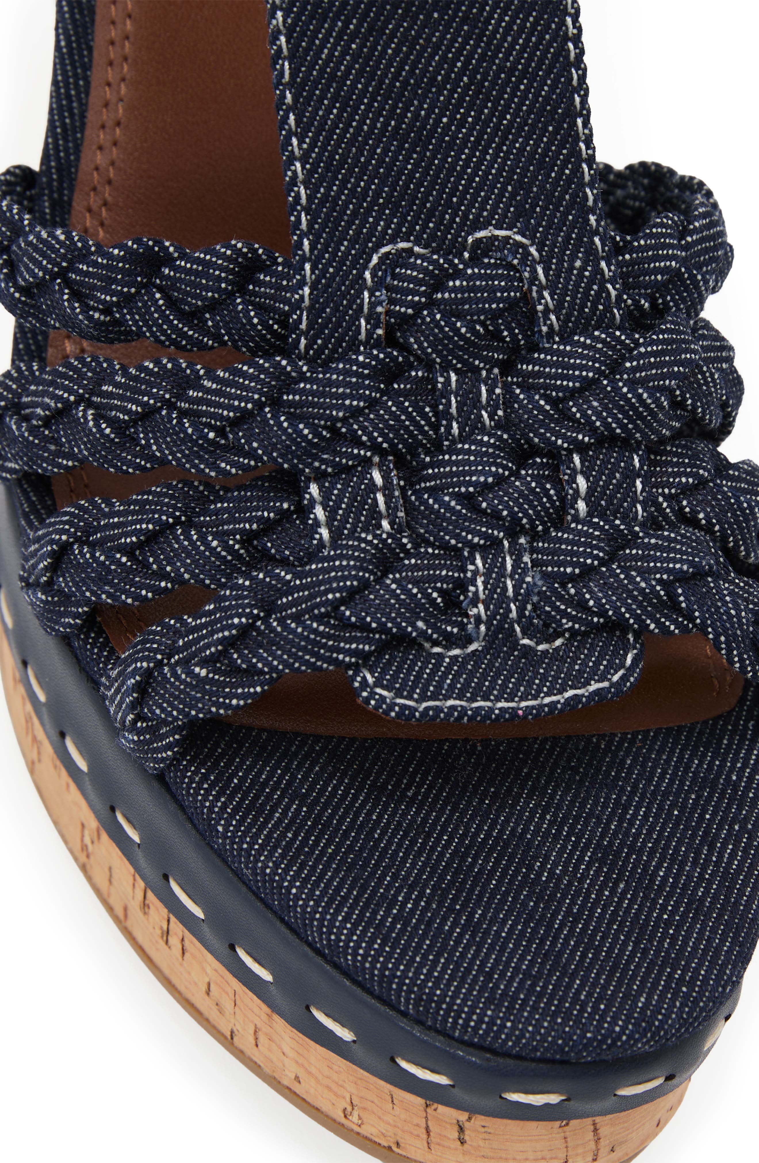Frances Braided Wedge Ankle Strap Sandal, Alternate, color, BLUE