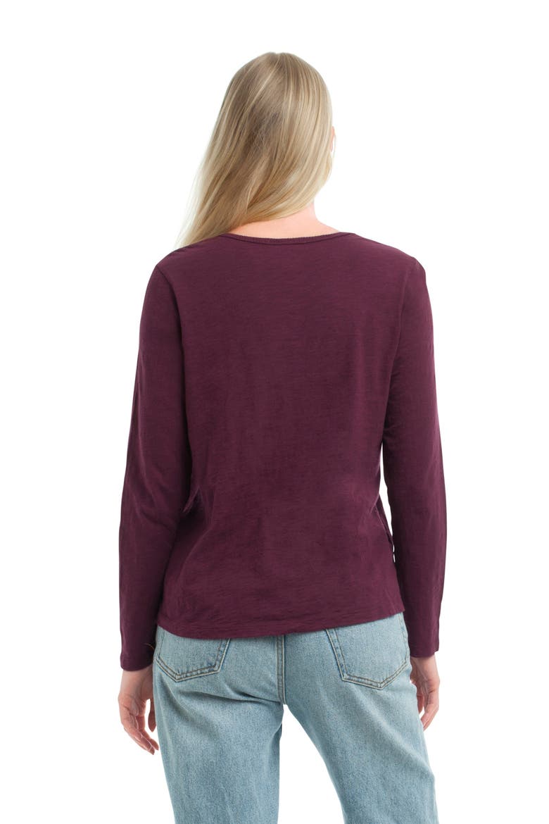 U-Neck Button Placket Tee, Alternate, color, Dark Fig