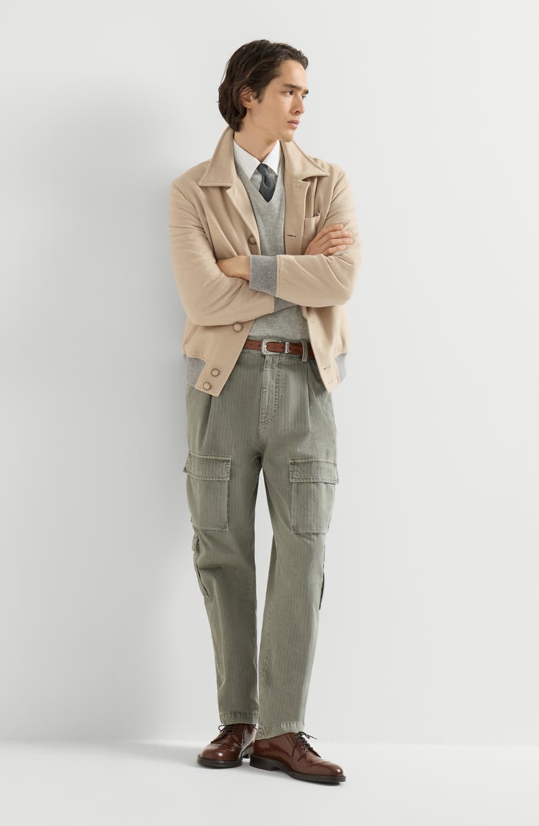 Brunello Cucinelli Lightweight virgin wool cloth outerwear jacket, Alternate, color, Sand