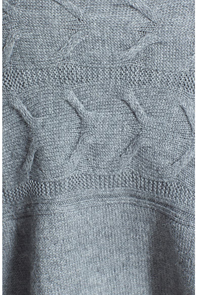 Turtleneck Alpaca & Silk Crop Poncho, Alternate, color, ASH