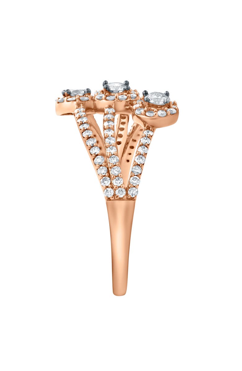 LuvMyJewelry Adorea 0.70 Cts Natural Diamond Three Stone Bypass 14K Gold Ring, Alternate, color, 14K Rose Gold