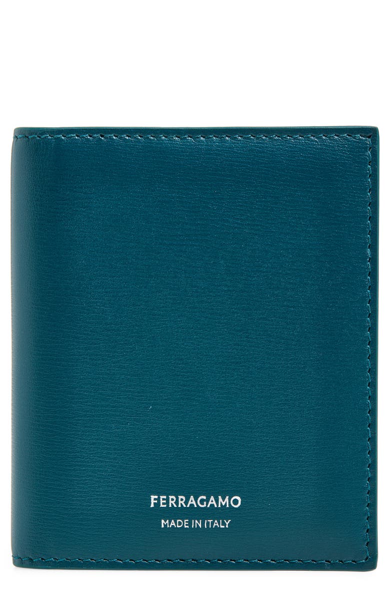 FERRAGAMO Florence Tall Classic Leather Bifold Wallet, Main, color, Titanic Blue Nero