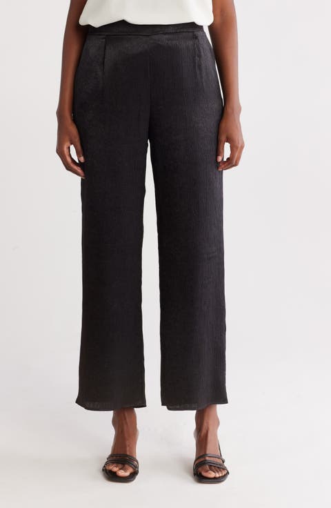Textured Satin Pull-On Pants