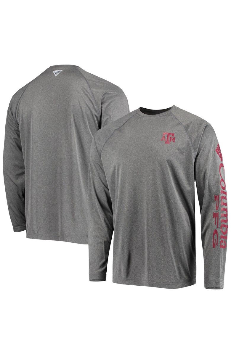 Columbia Men's Columbia Charcoal Texas A&M Aggies Terminal Tackle Omni-Shade Raglan Long Sleeve T-Shirt, Main, color,