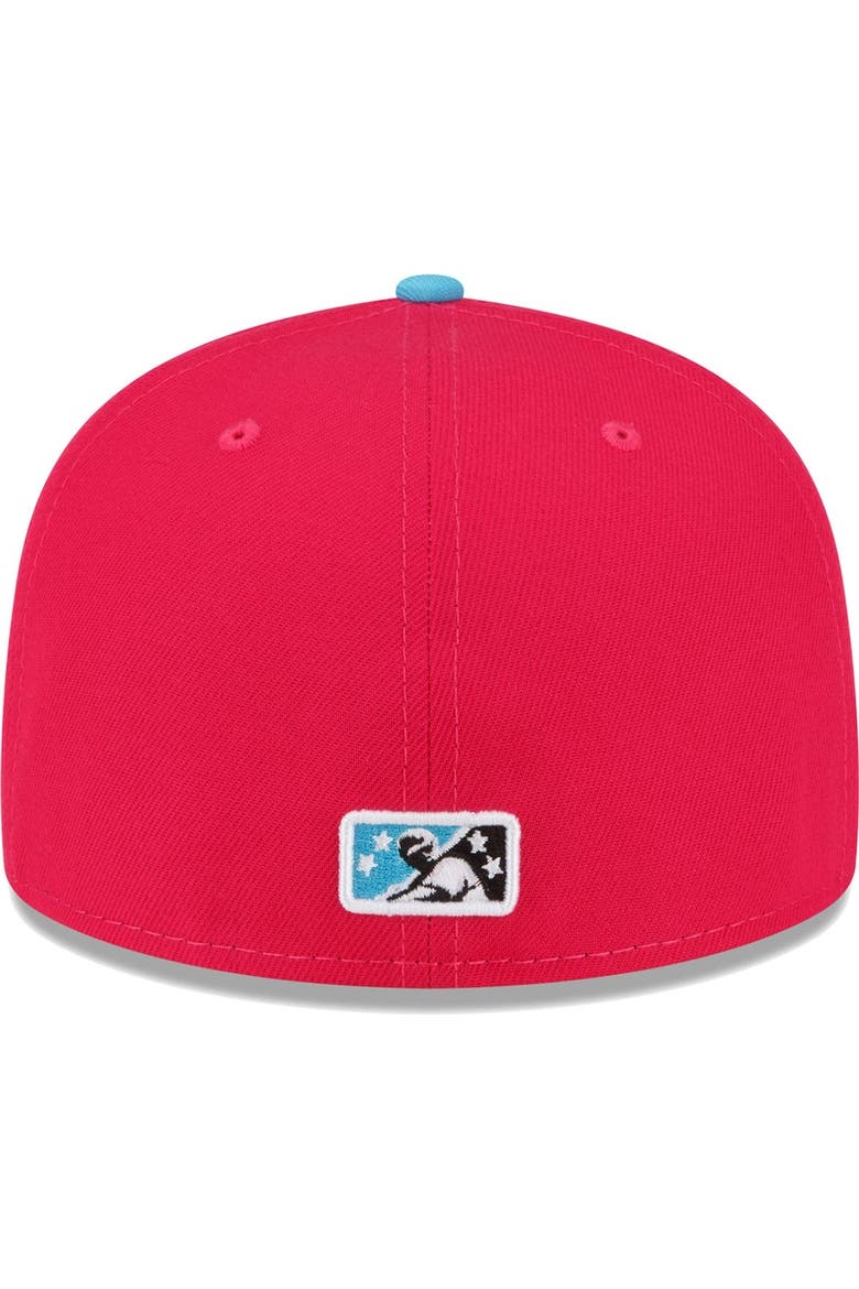 Men's New Era Coral/Light Blue Erie SeaWolves Copa De La Diversion 59FIFTY Fitted Hat, Alternate, color, Coral