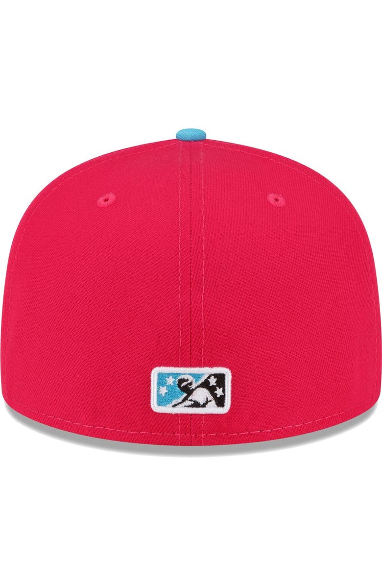 New Era Men's New Era Coral/Light Blue Erie SeaWolves Copa De La Diversion 59FIFTY Fitted Hat, Alternate, color, 
