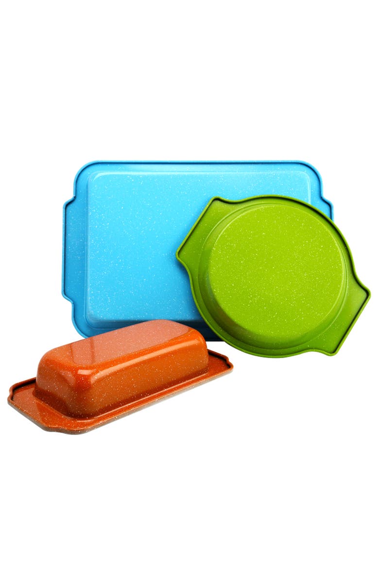 Gibson ColorSplash Imbue 3 Piece Carbon Steel Nonstick Bakeware Set, Alternate, color, Blue