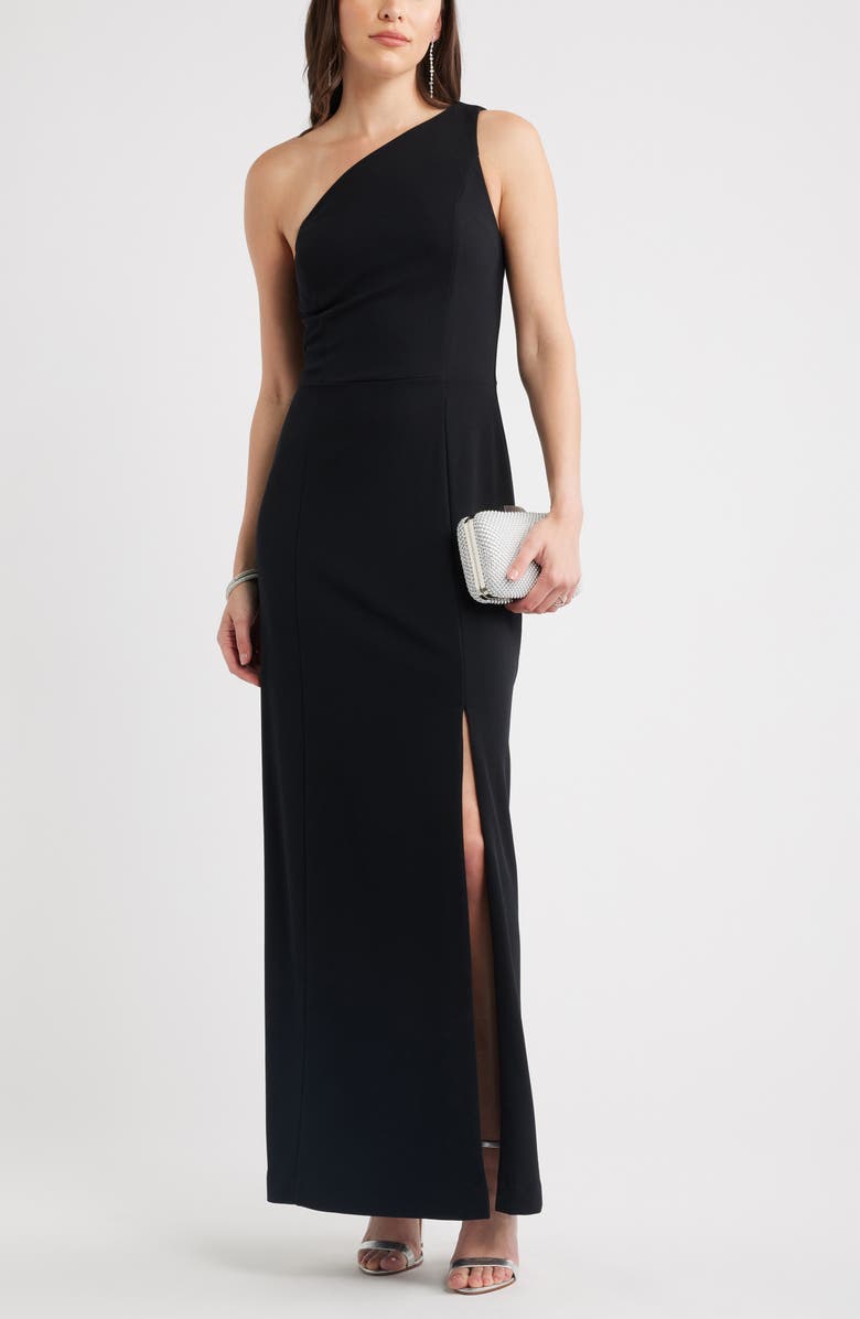 Chelsea28 One-Shoulder Maxi Cocktail Dress, Main, color, Black