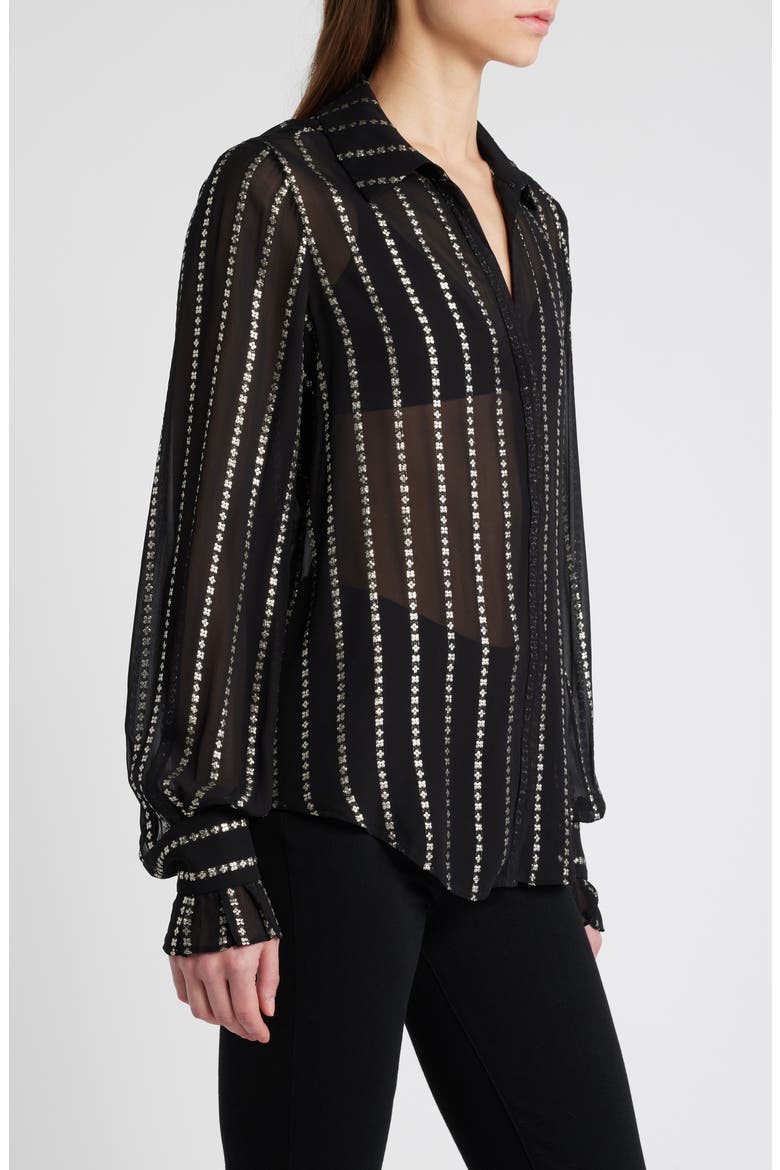 Sosa Metallic Stripe Shirt, Alternate, color, BLACK
