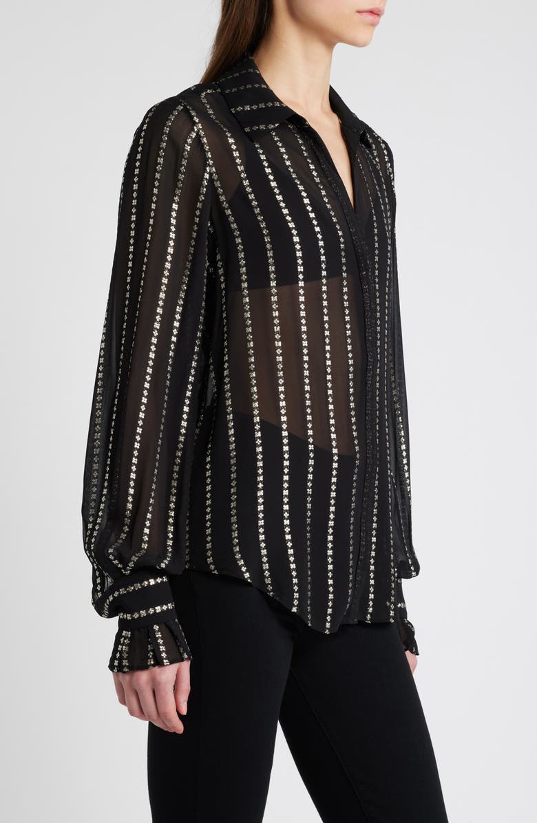 PAIGE Sosa Metallic Stripe Shirt, Alternate, color, Black