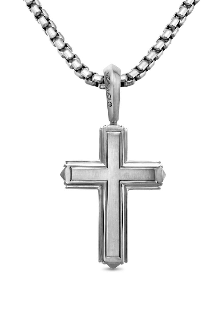 Men's Pyramid Cross Pendant, Alternate, color, SILVER