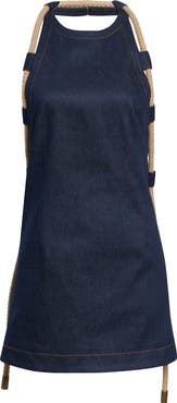MONSE Rope Trim Denim A-Line Minidress