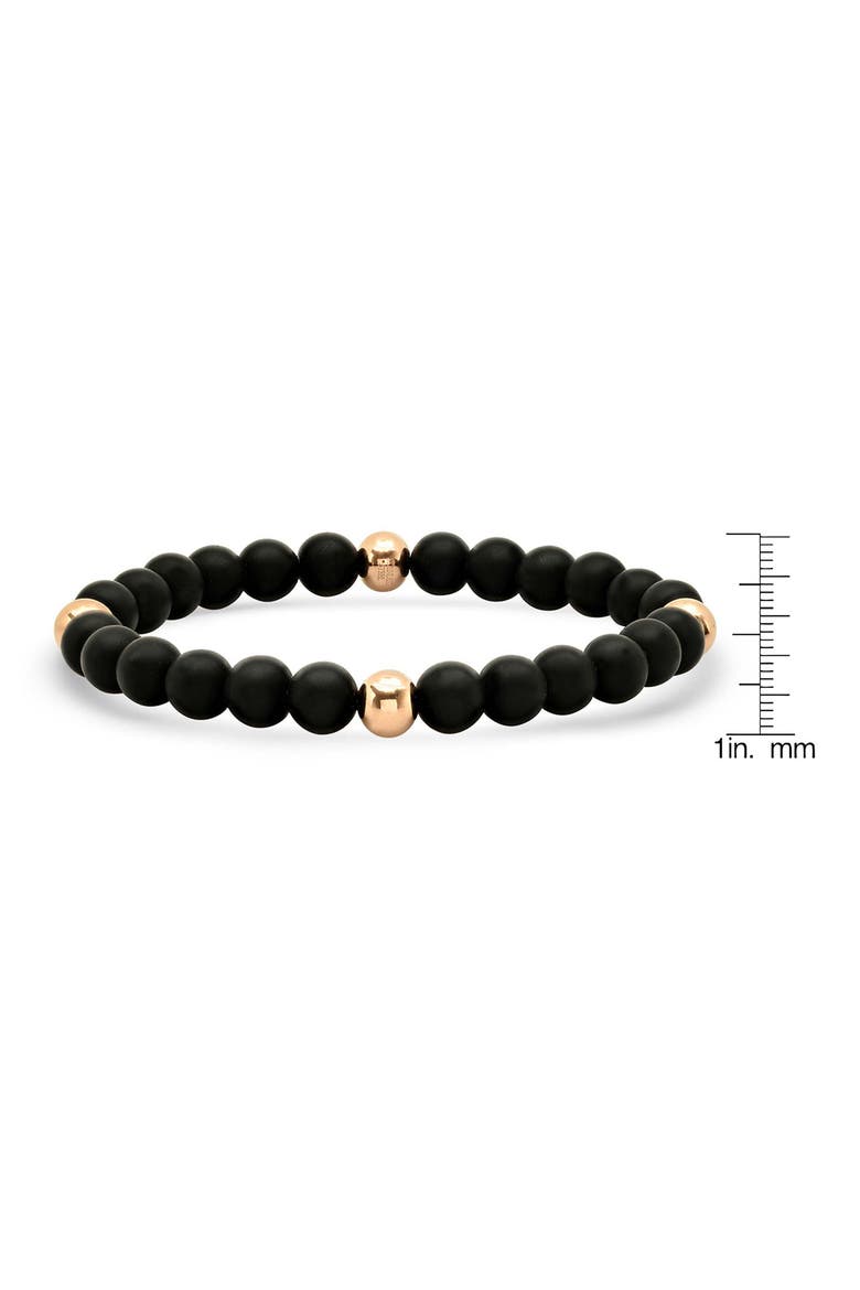 Men's 18K Rose Gold Plated Lava Stone Beaded Stretch Bracelet, Alternate, color, BLACK
