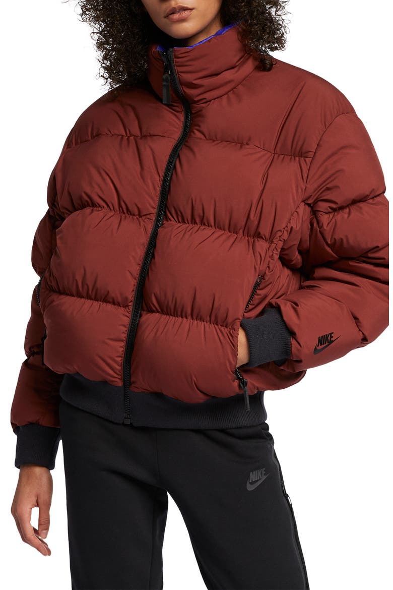 NRG Reversible Down Fill Puffer Jacket, Main, color, PUEBLO BROWN/ VIOLET/ BLACK