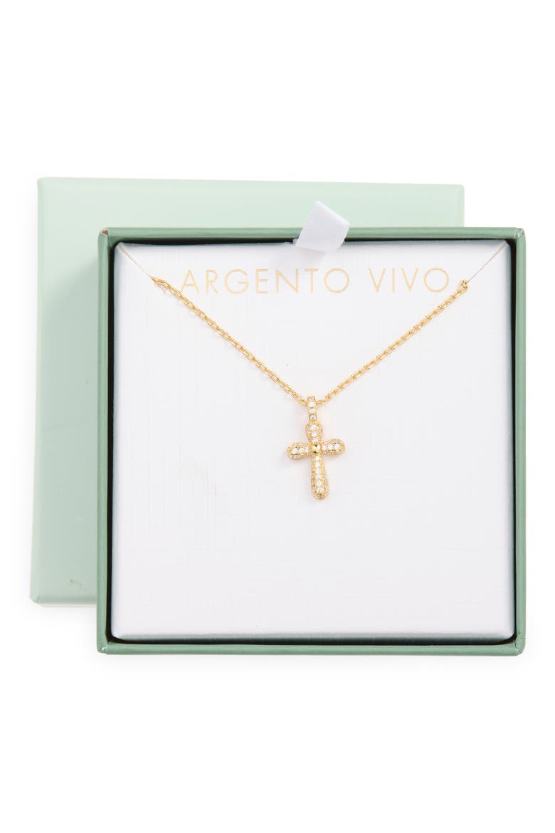 Flared Cross Crystal Pendant Necklace, Main, color, GOLD