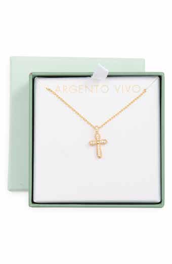 Flared Cross Crystal Pendant Necklace