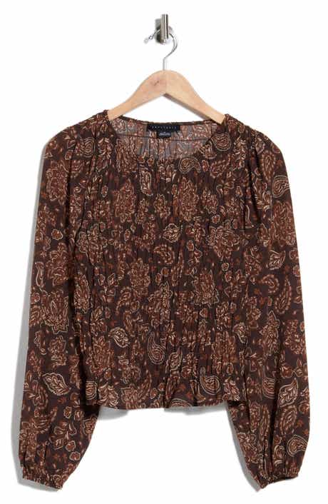 Smocked Long Sleeve Crop Top