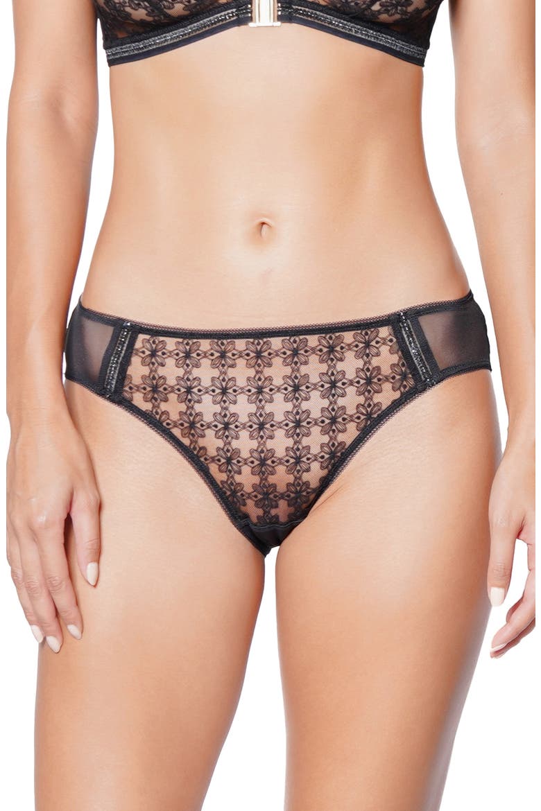 Café Fleur Bikini Briefs, Main, color, BLACK