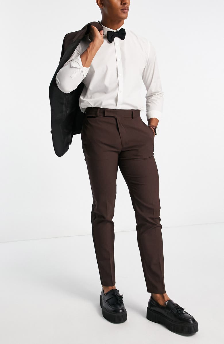 ASOS DESIGN Slim Fit Tuxedo Suit Trousers, Alternate, color,