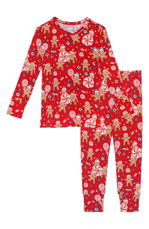 Posh Peanut Kids' Print Fitted Two-Piece Pajamas in Gingerbread 