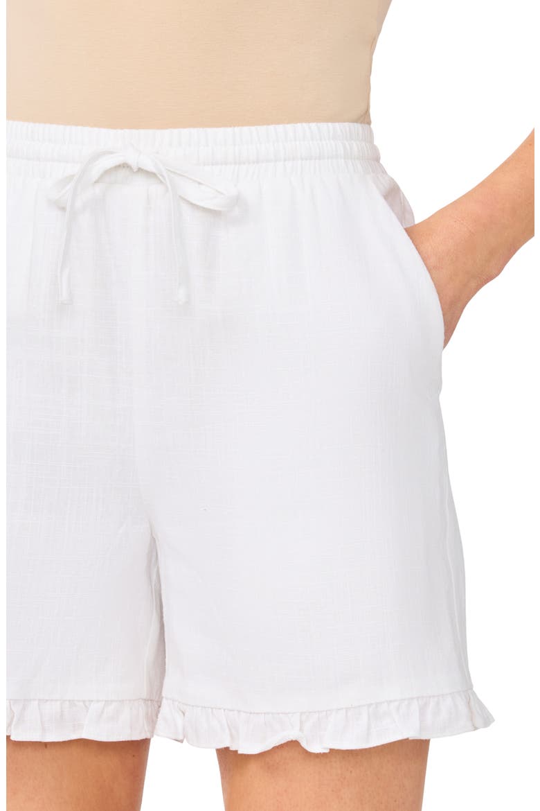 Ruffle Hem Drawstring Shorts, Alternate, color, ULTRA WHITE