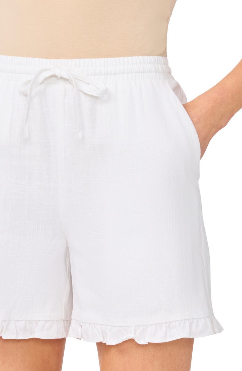CeCe Ruffle Hem Drawstring Shorts, Alternate, color, Ultra White