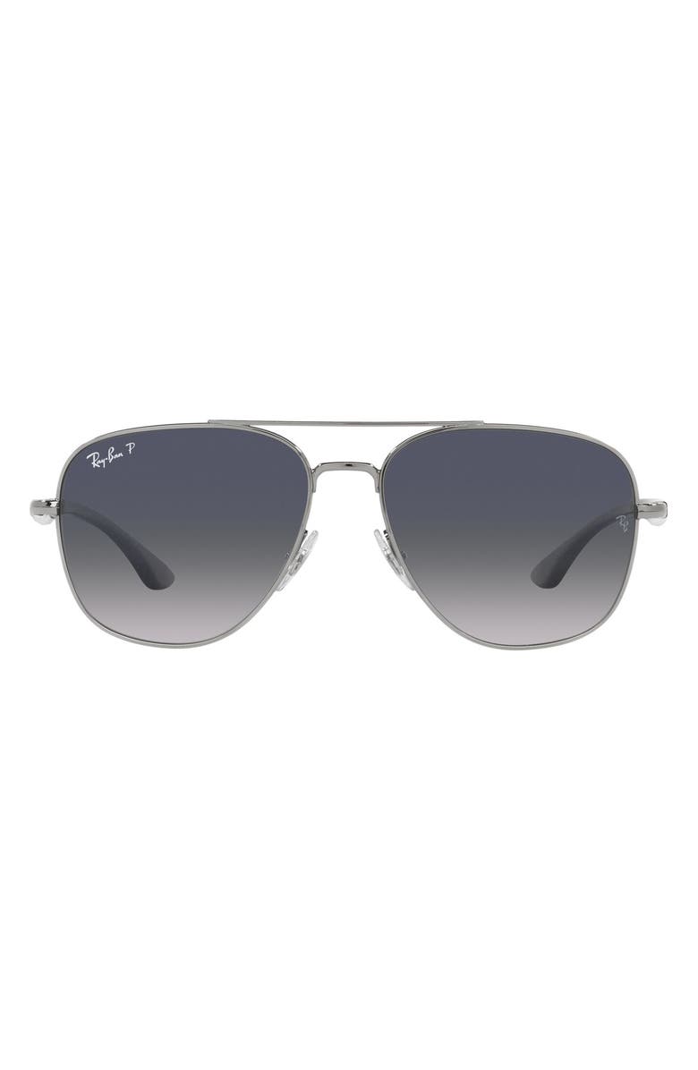 Ray-Ban 56mm Polarized Square Sunglasses, Main, color, Gun Metal/ Blu Gradient Polar