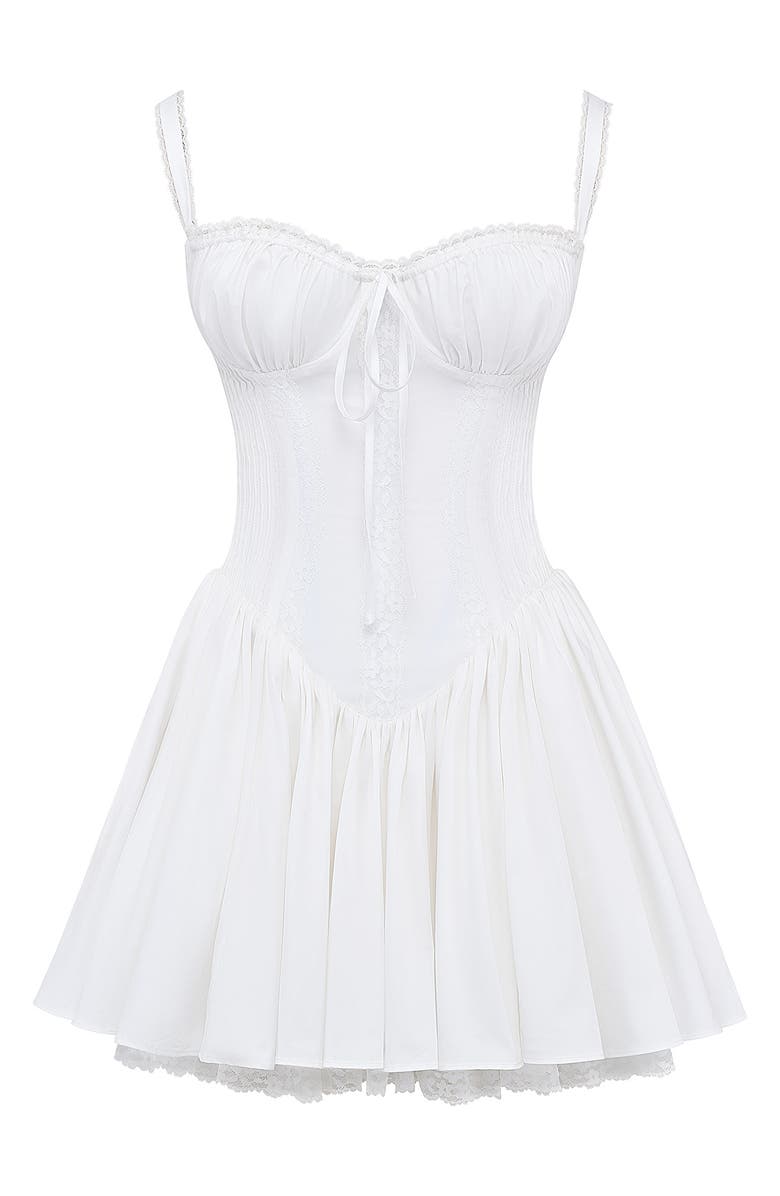 HOUSE OF CB Pintuck Lace Trim Babydoll Dress, Alternate, color, White