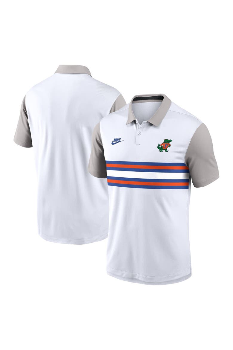 Men's Nike White/Gray Florida Gators Athletic Prep Legacy Logo Vapor Performance Polo, Main, color, White