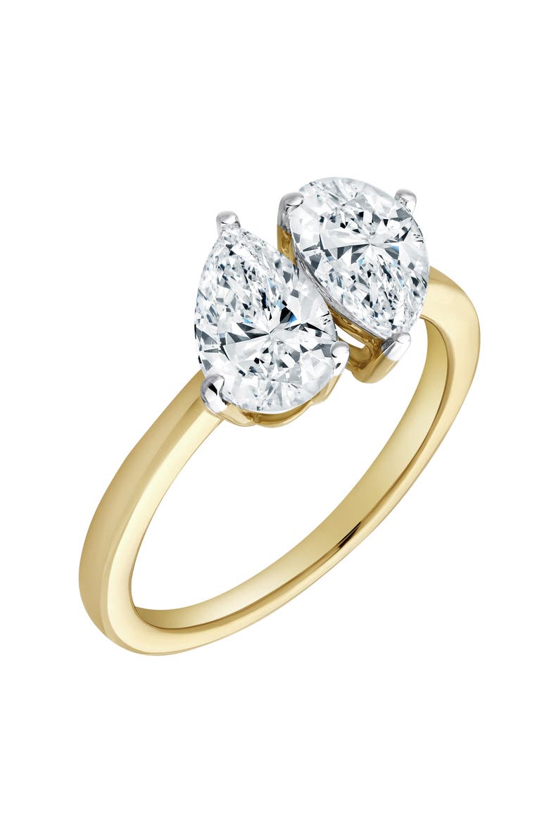 Twin Flames 14K Gold Pear Cut Lab Grown Diamond Toi et Moi Ring - 2 ct, Alternate, color, 14K Yellow Gold