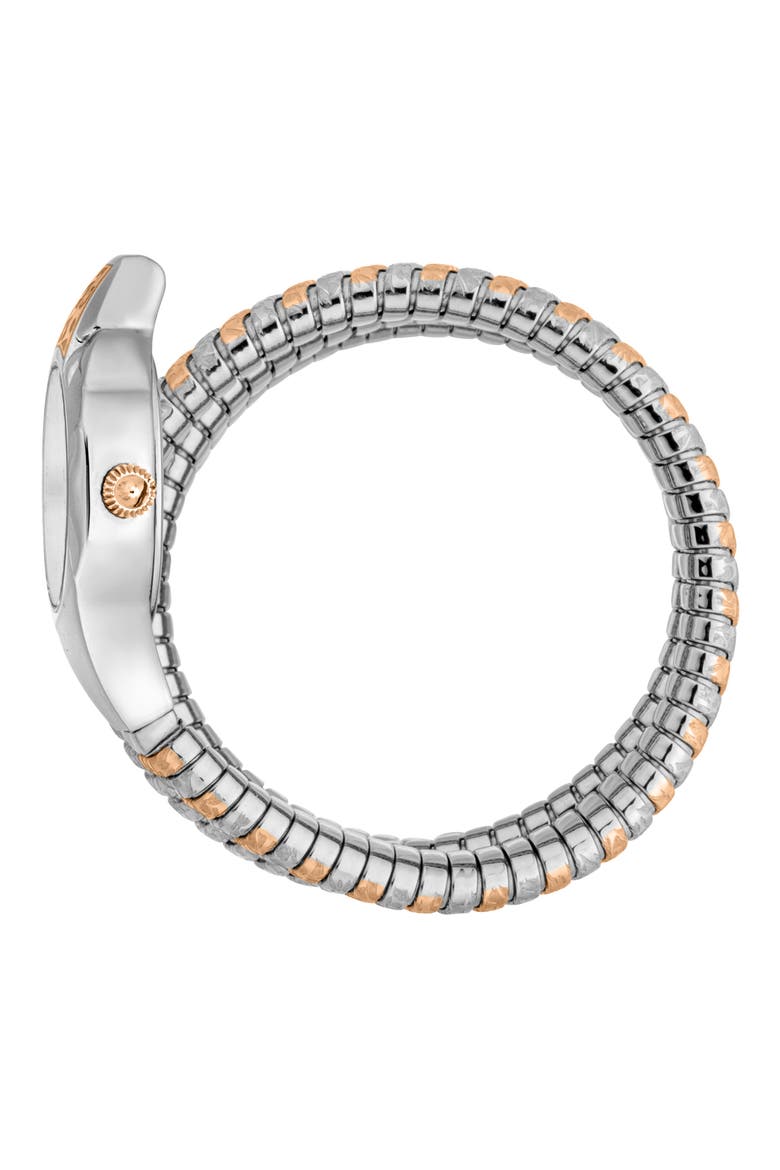Snake Wraparound Bracelet Watch, 22mm x 35mm, Alternate, color, TWO TONE SILVER / ROSE GOLD