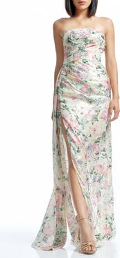 Dress the Population Lulu Metallic Floral Strapless Gown