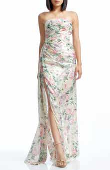 Dress the Population Lulu Metallic Floral Strapless Gown