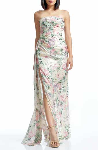 Dress the Population Lulu Metallic Floral Strapless Gown