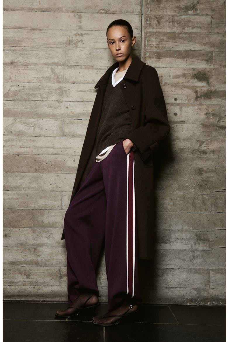 Contrast Stripe Knit Pants, Alternate, color, WINE