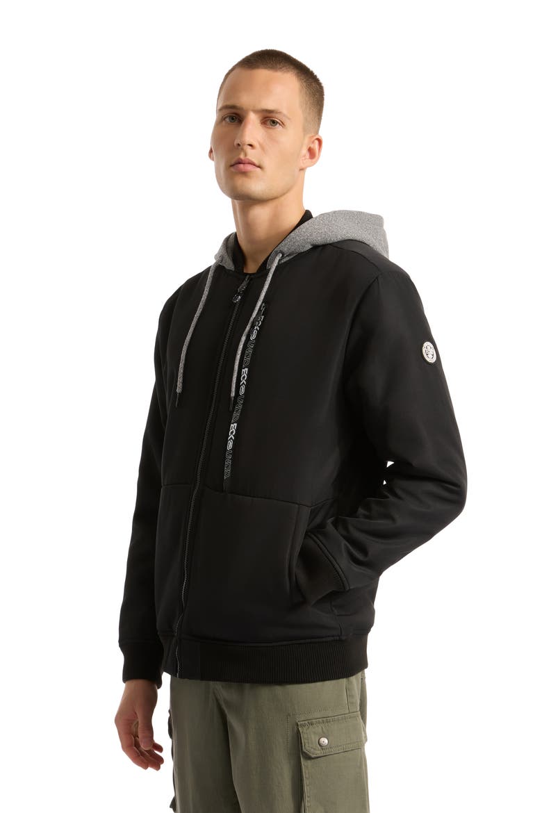 Men's Don't Give Up Faux Shearling Varsity Jacket, Alternate, color, Black/Grey Marled