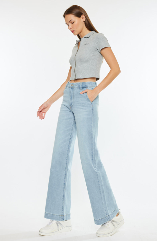 Kancan Celine Ultra High Rise Wide Leg Jeans In Blue