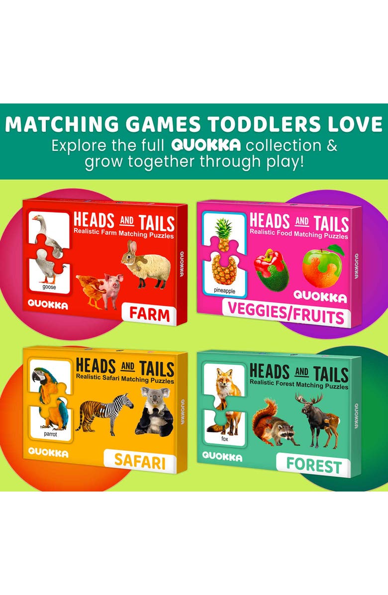 Quokka 32-Piece Matching Puzzle Set for Toddlers, Alternate, color, Farm Animals