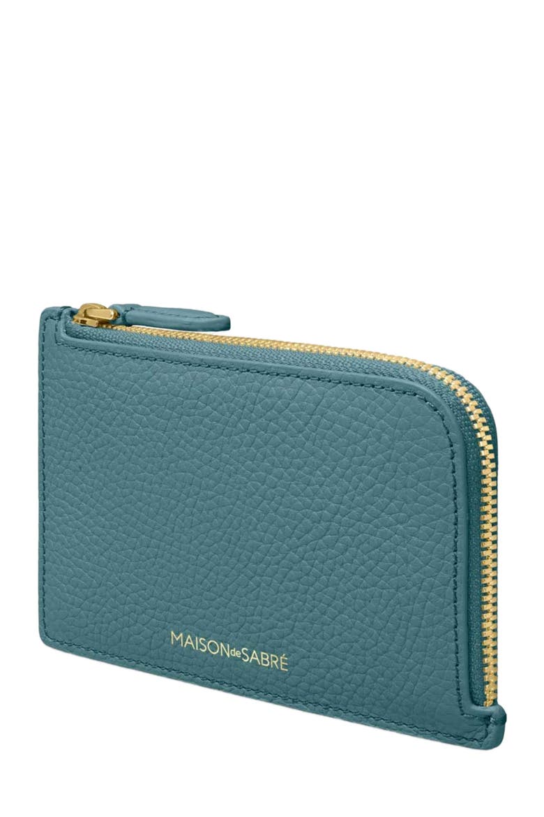 Leather Zip Card Holder, Alternate, color, Bondi Blue