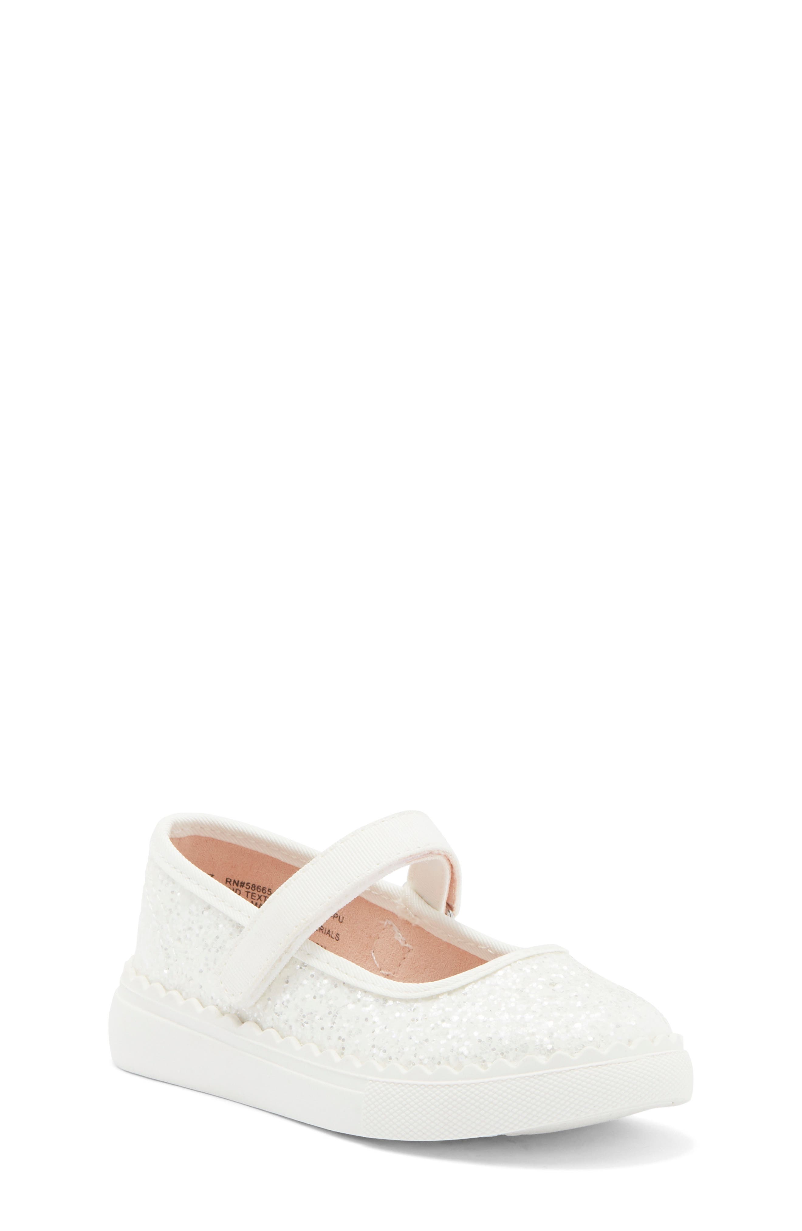 Harper Canyon Kids' Pearlla Play Glitter Sneaker, Main, color, White Glitter