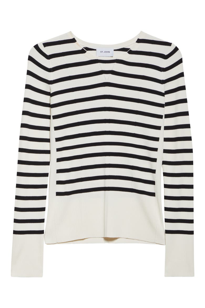 Breton Stripe Sweater, Alternate, color, ECRU/ BLACK MULTI