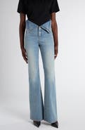 McQueen Foldover Waist Denim Bootcut Jeans
