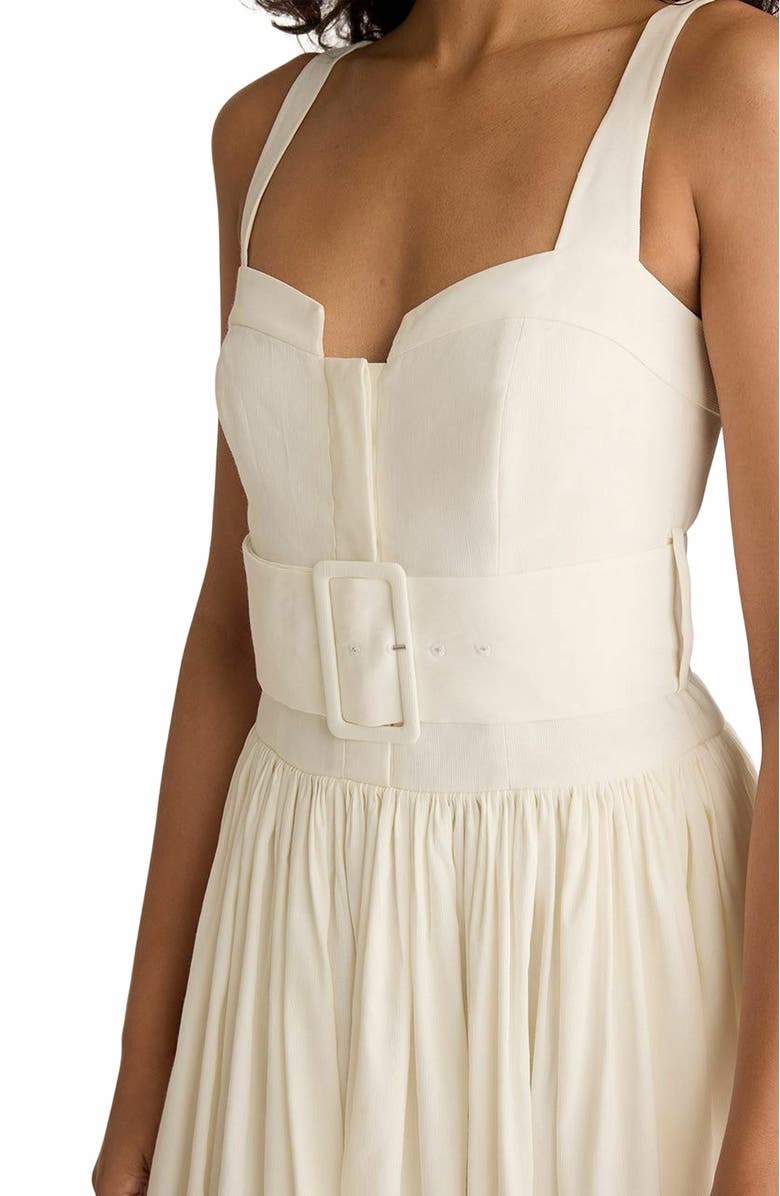 Rebecca Taylor Ottoman Belted Bustier Shirt Dress, Alternate, color, Off White