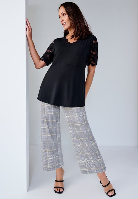 Petite Stretch Knit Wide Leg Pant (Plus)