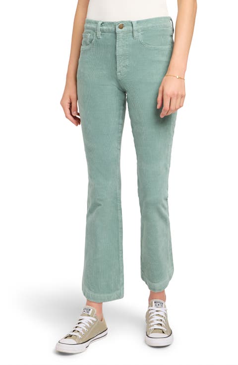 High Waist Ankle Flare Leg Corduroy Pants