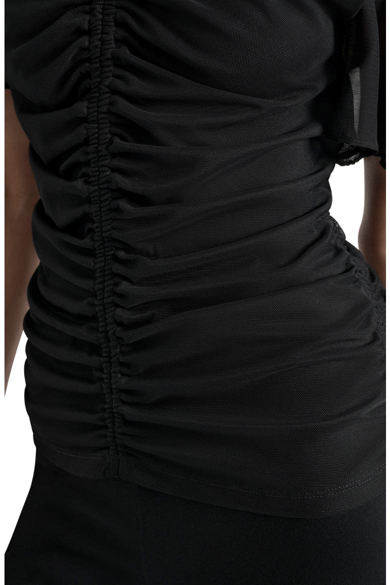 Ruched V-Neck Shirt, Alternate, color, BLACK