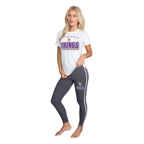 Women's Concepts Sport Charcoal/ Minnesota Vikings Sonata Short Sleeve Top & Leggings Set