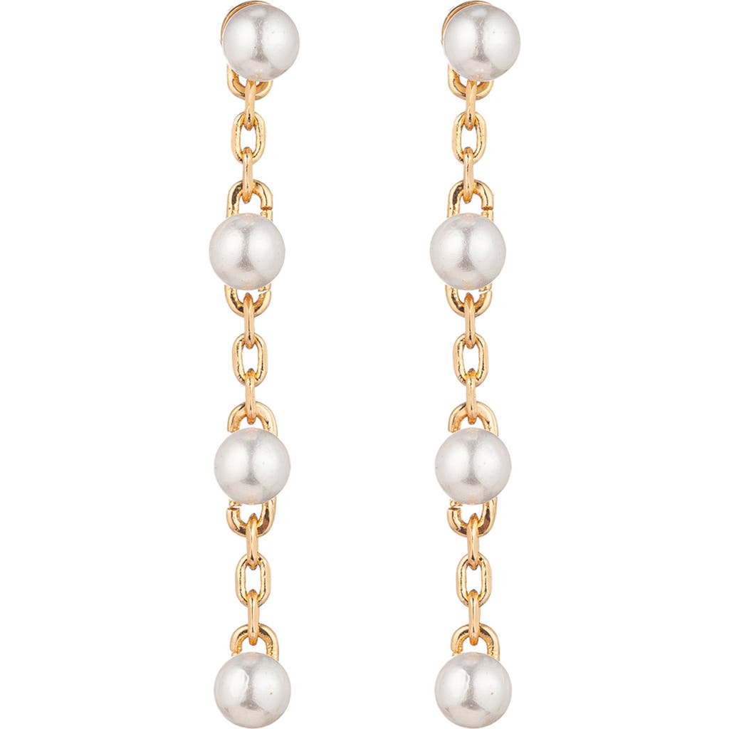 Eye Candy Los Angeles Lo Lo Faux Pearl Drop Earrings In Gold
